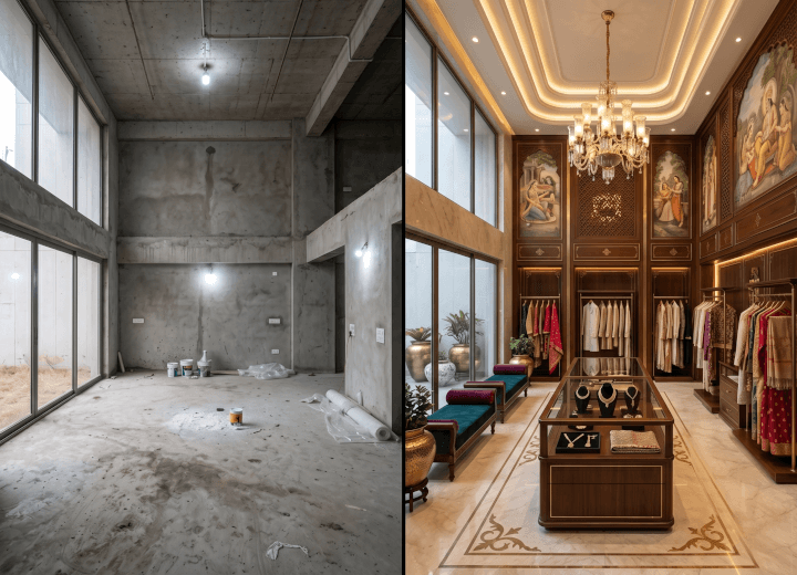 Home and commercial renovation by Vishnu Interior, Madurai